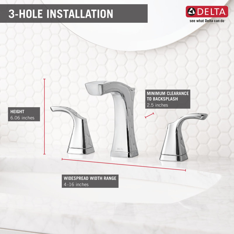 Modern Stainless Steel Chrome Widespread Bathroom Faucet with ADA Compliance