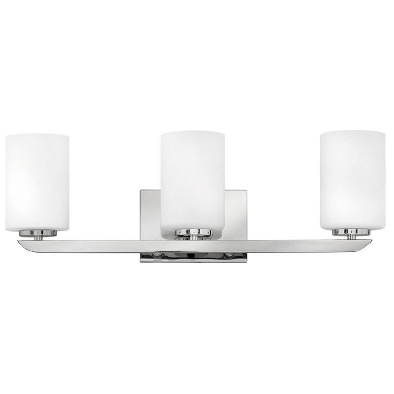 Kyra Polished Nickel 3-Light Vanity Light with Etched Opal Glass