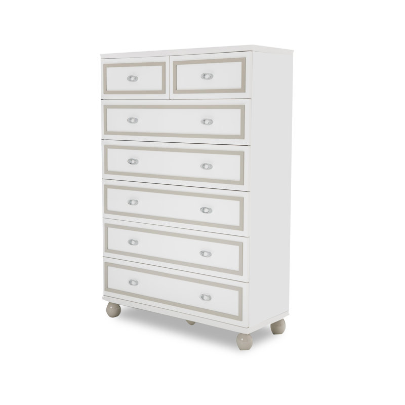 Cloud White 7-Drawer High Gloss Dresser with Soft Close