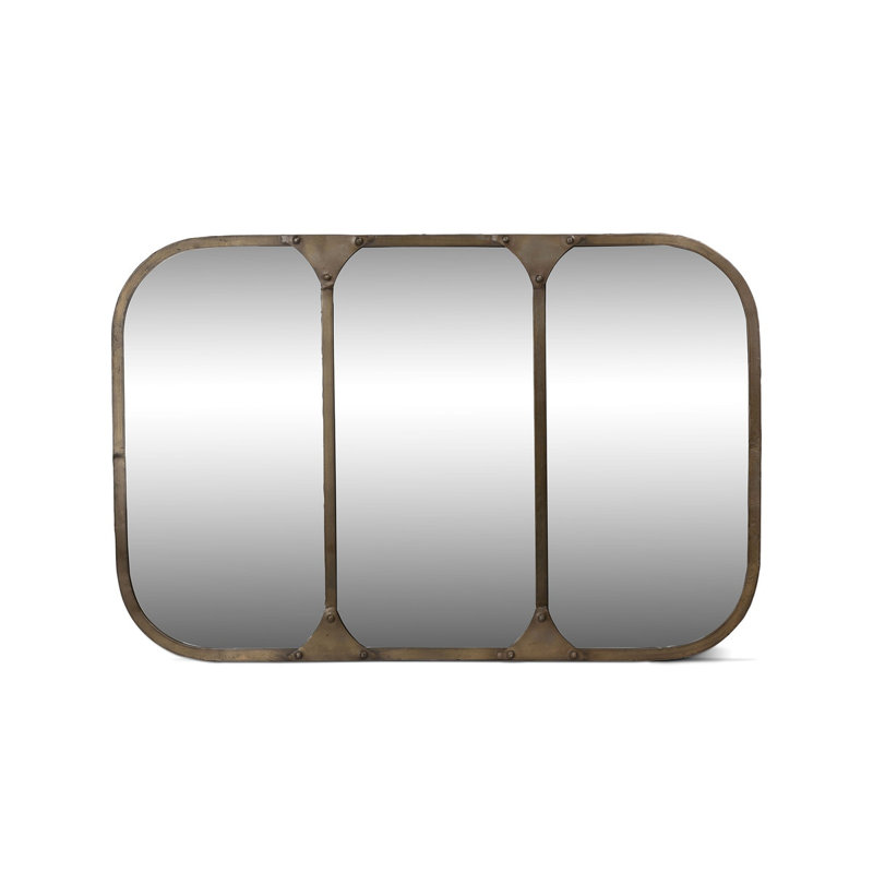 Brown Metal Framed Horizontal and Vertical Wall Mirror