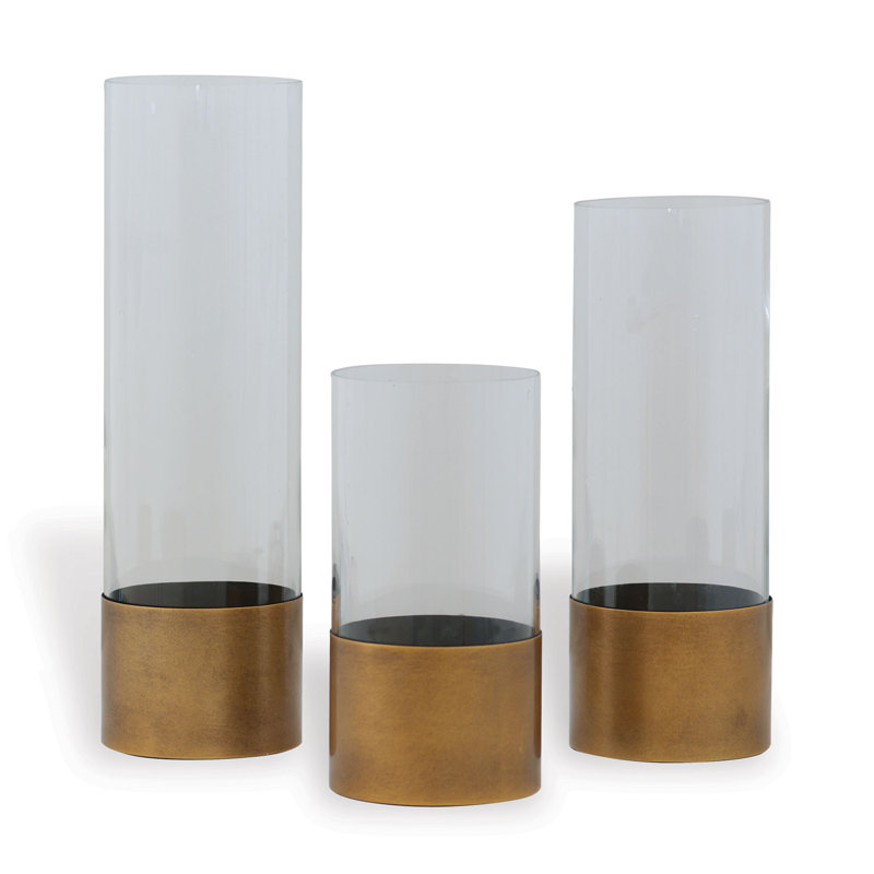 Evanston Midcentury Modern Electroplated Glass 3-Piece Vase Set