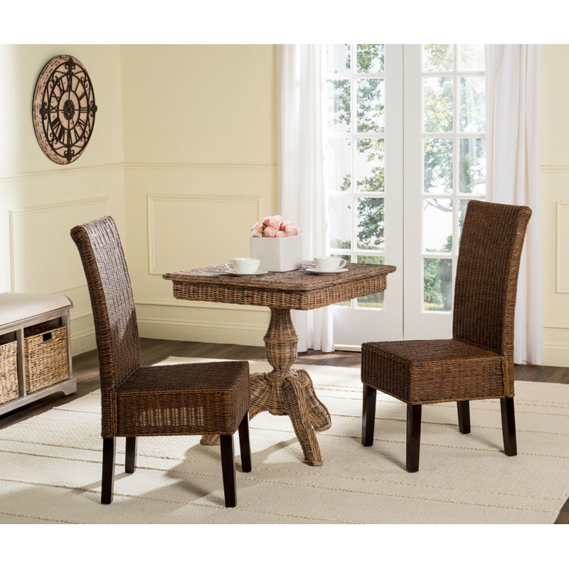 Odette High Back Brown Rattan Dining Chair Set