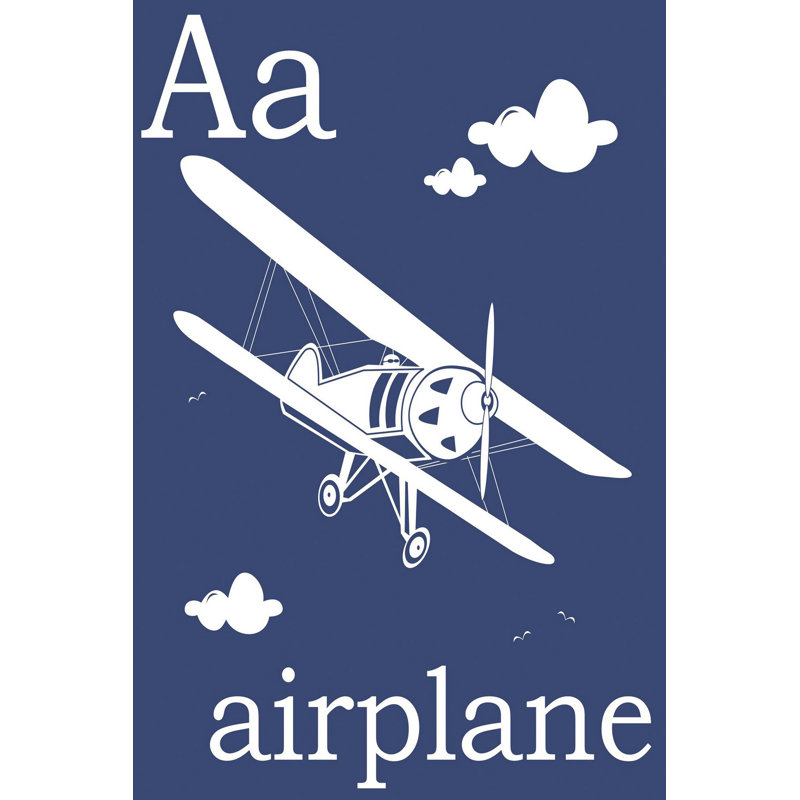 White Airplane on Blue Canvas Art Print, 30" x 20"