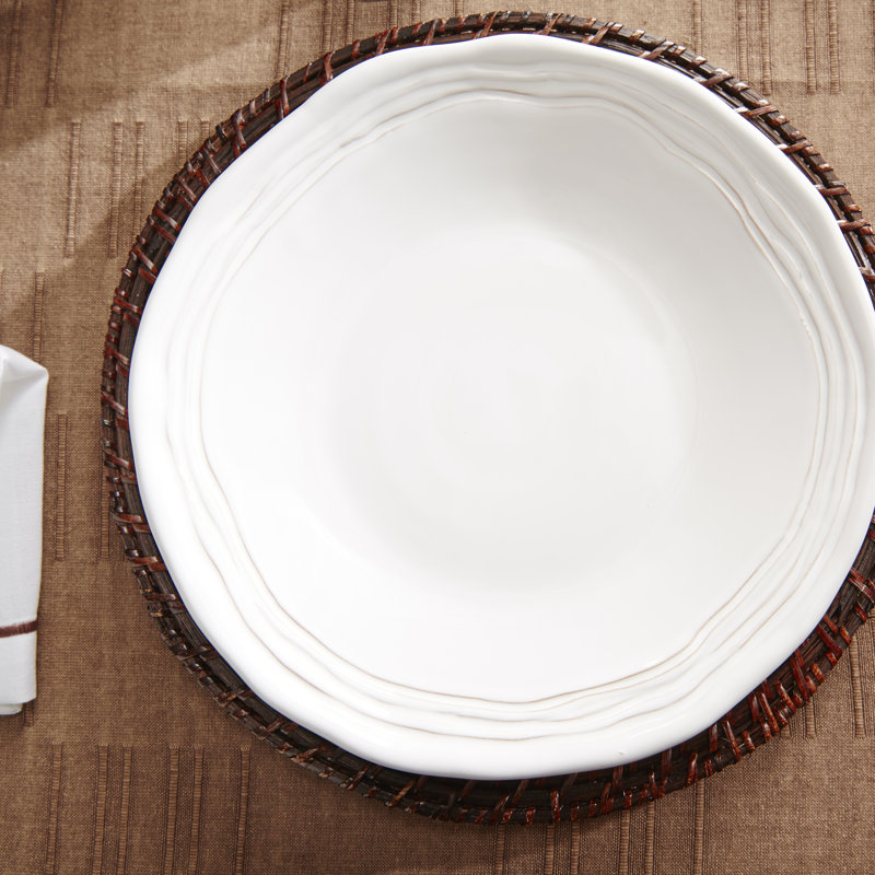 Casa Bianca 11.5'' White Handmade Ceramic Dinner Plate