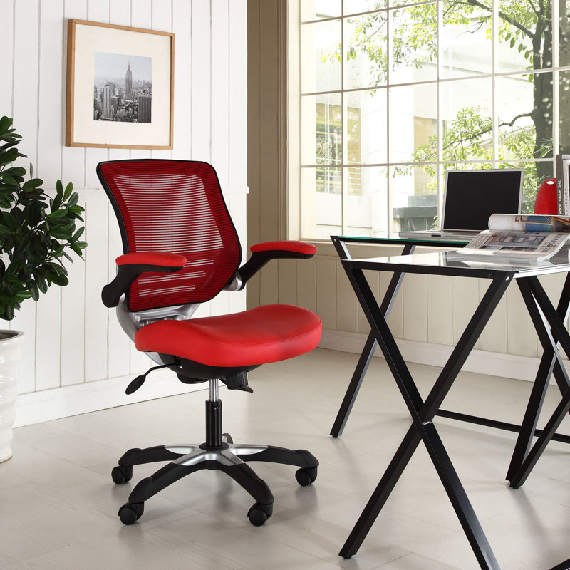 ErgoFlex Red Vinyl Swivel Office Chair with Adjustable Arms