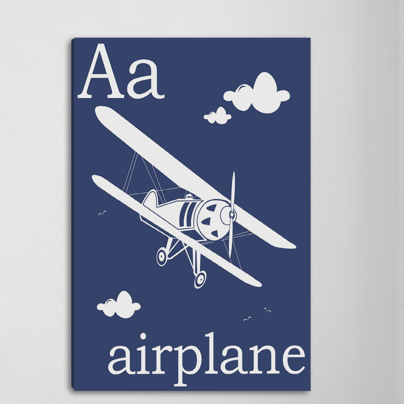 White Airplane on Blue Canvas Art Print, 30" x 20"