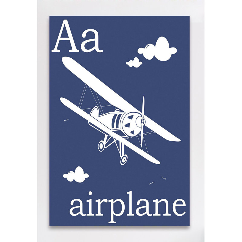 White Airplane on Blue Canvas Art Print, 30" x 20"