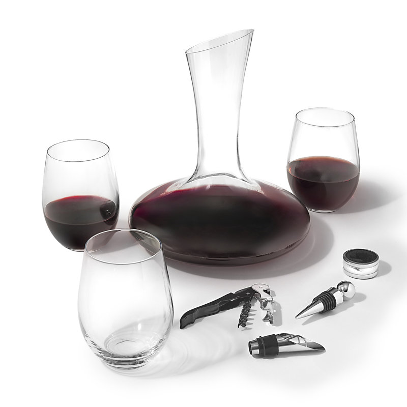 Elegant Crystal 9-Piece Wine Decanter Set