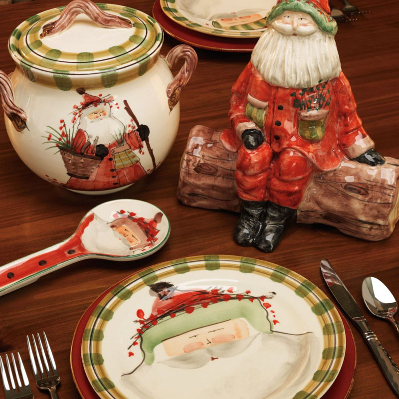 Festive Santa Ceramic Spoon Rest with Handle Holder