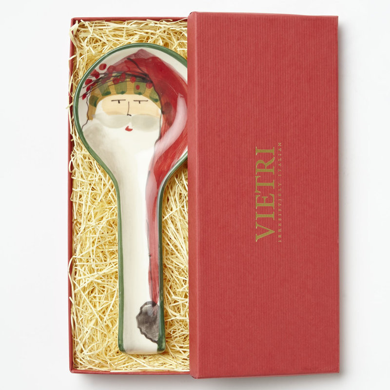 Festive Santa Ceramic Spoon Rest with Handle Holder