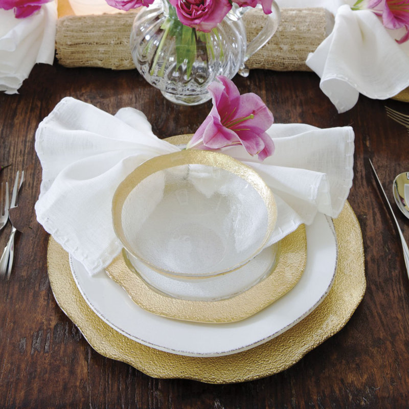 Contemporary Gold Accent Glass Cereal Bowl 6.25"