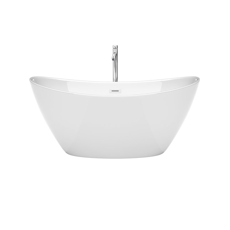 Dorrit 60" White Acrylic Freestanding Soaking Bathtub with Faucet