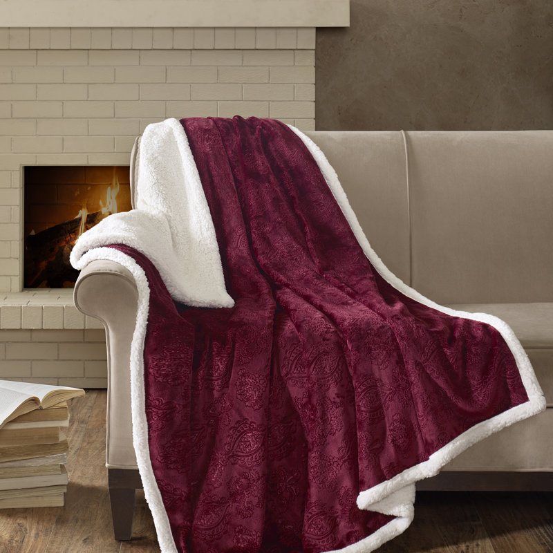 Burgundy Oversized Textured Plush Reversible Throw