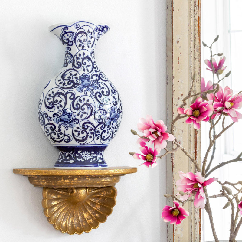 Large Blue and White Porcelain Floral Table Vase