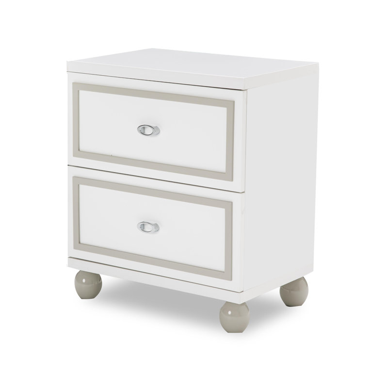 Cloud White Transitional 2-Drawer Nightstand