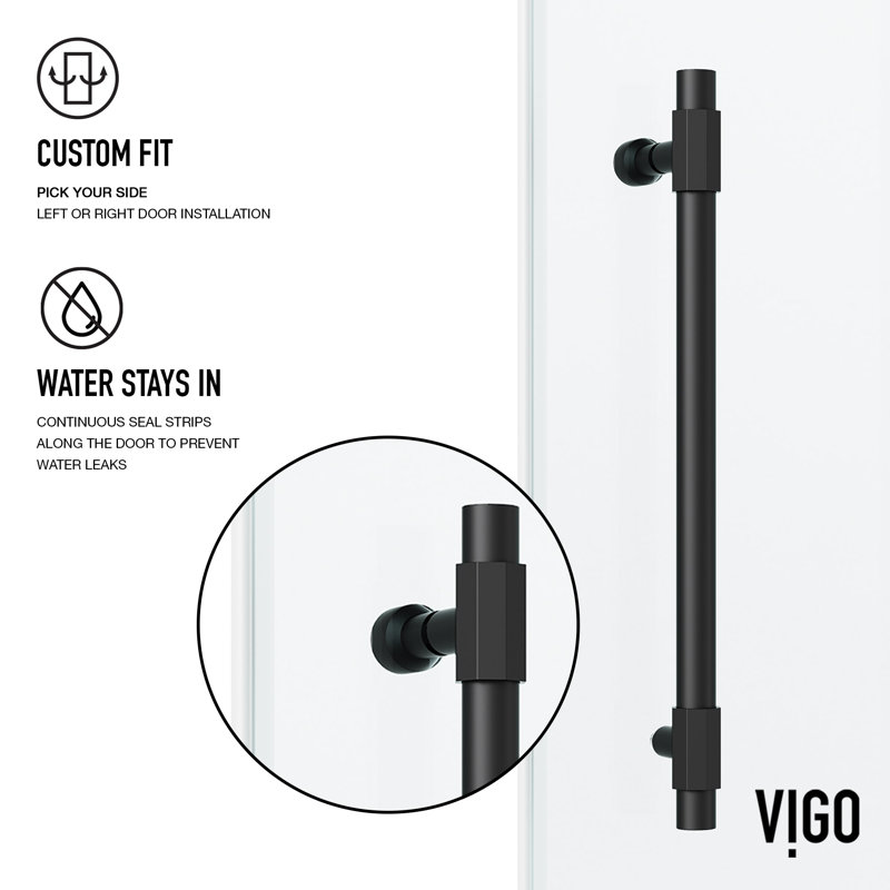 Elan Hart 72" Frameless Sliding Shower Door with Clear Glass