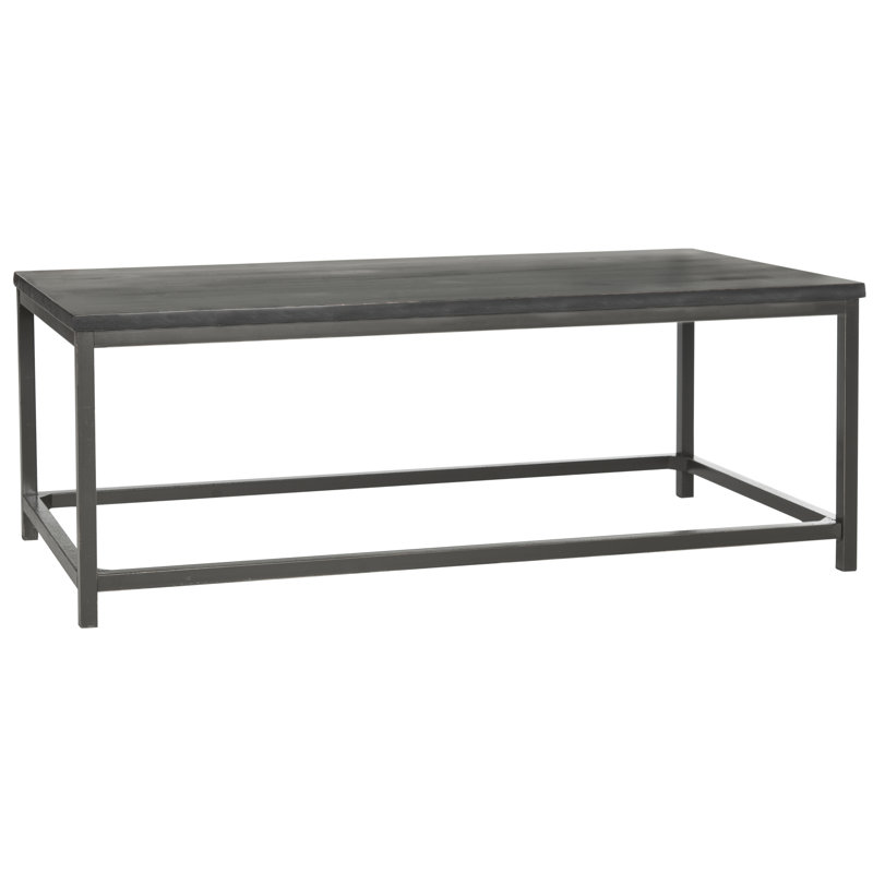 Distressed Black Pine Wood Rectangular Coffee Table