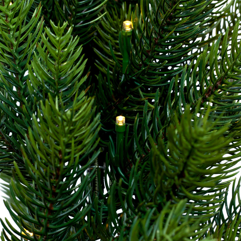 24" Green Pine Artificial Christmas Wreath with Warm White LED Lights