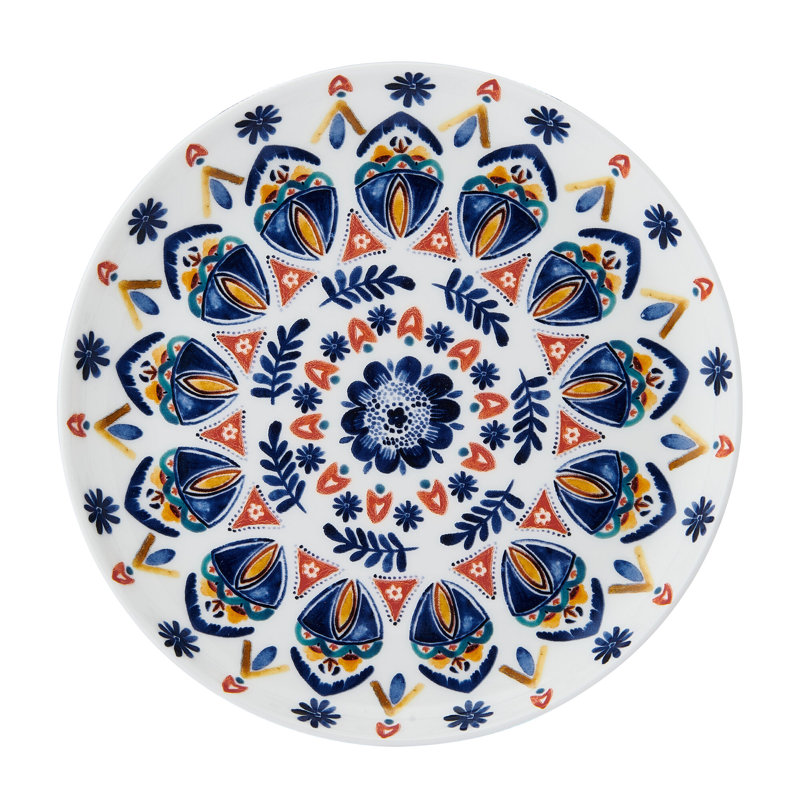 Colorful Medallion Pattern Porcelain Salad Plates, Set of 4