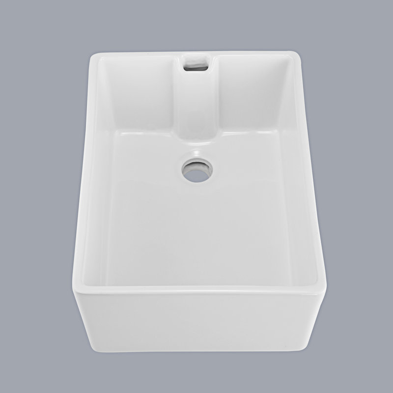 23.6" White Gloss Ceramic Undermount Single Bowl Kitchen Sink