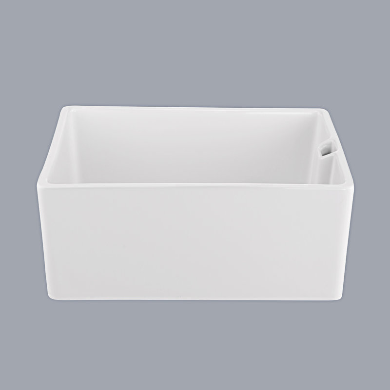 23.6" White Gloss Ceramic Undermount Single Bowl Kitchen Sink