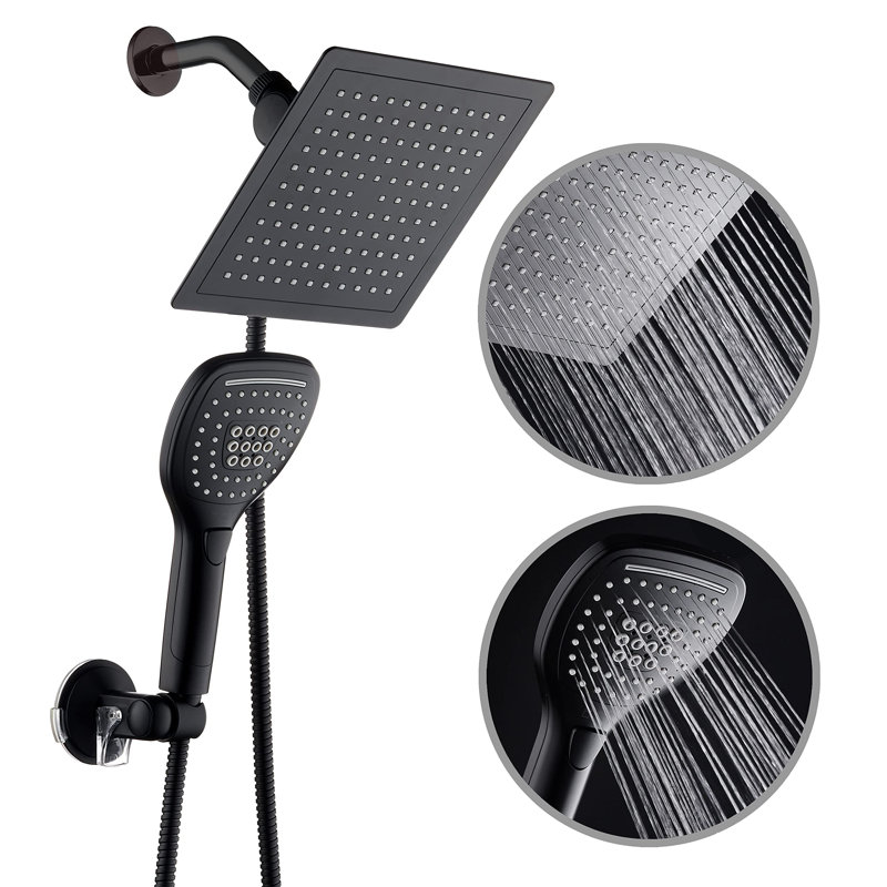 Ultra-Luxury Matte Black 9" Rainfall Shower Head and Handheld Combo