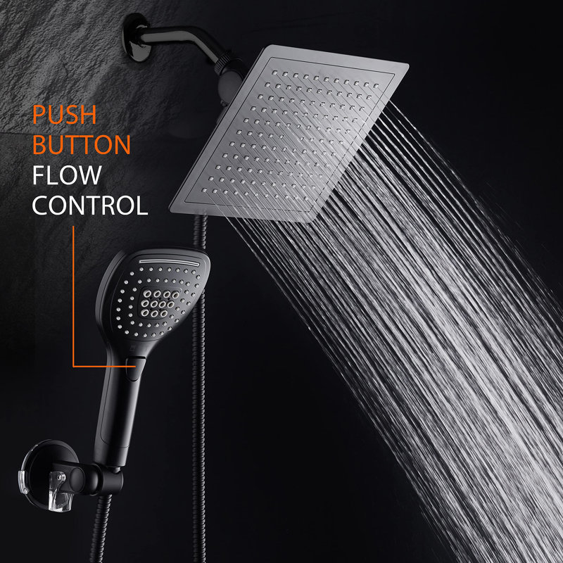 Ultra-Luxury Matte Black 9" Rainfall Shower Head and Handheld Combo