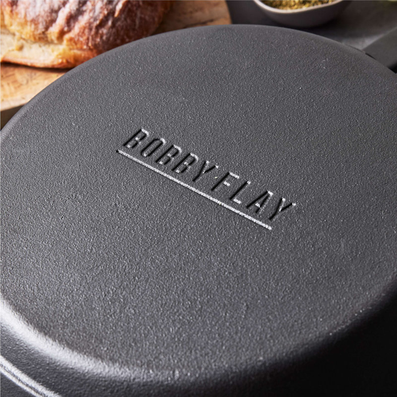 Black 12" Cast Iron Skillet with Helper Handle