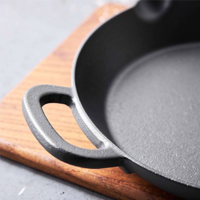 Black 12" Cast Iron Skillet with Helper Handle