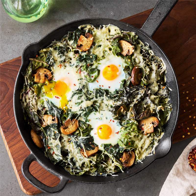 Black 12" Cast Iron Skillet with Helper Handle