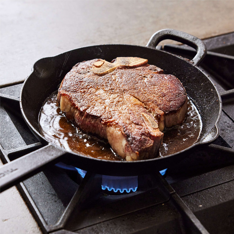 Black 12" Cast Iron Skillet with Helper Handle