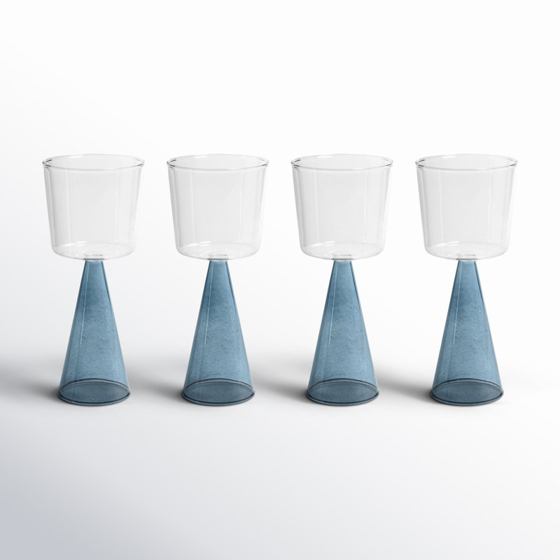 Monticello Blue Glass White Wine Glasses Set of 4