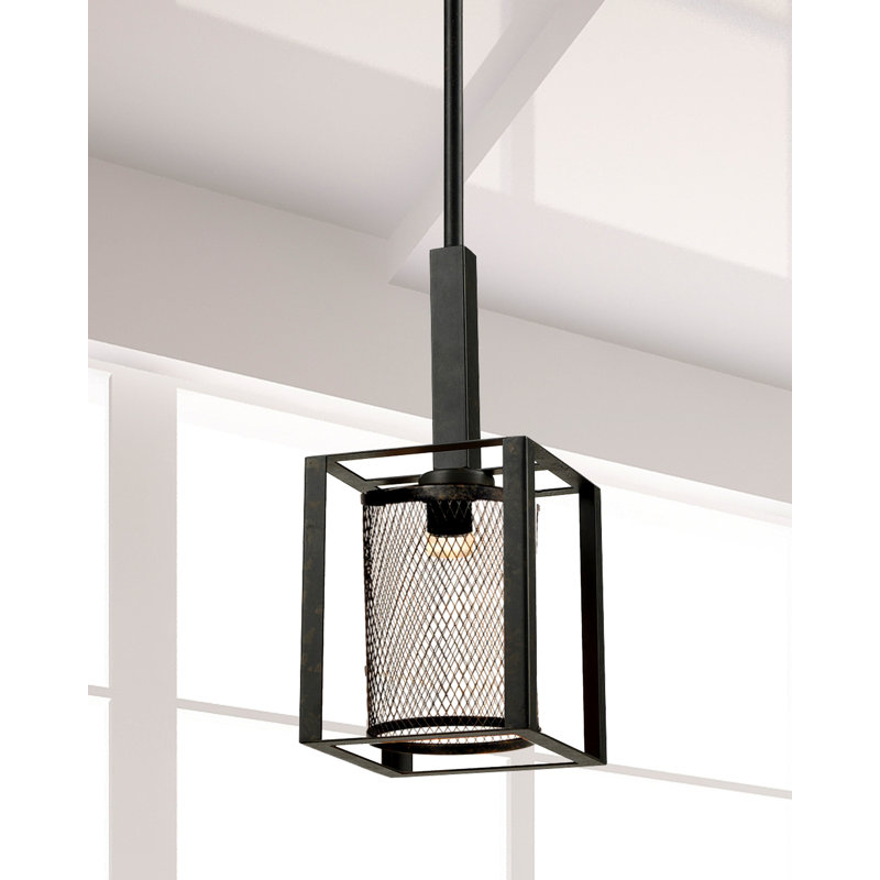 Dixon Antique Bronze LED Mini Pendant with Mesh Shade