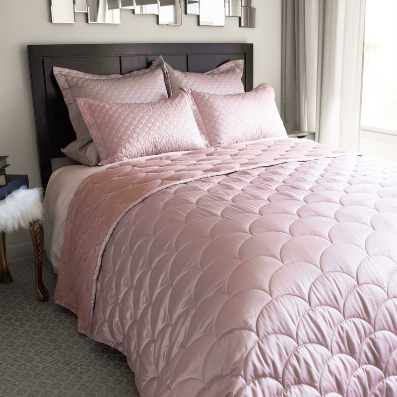 Rose Gold Full/Queen Reversible Velvet and Satin Blanket
