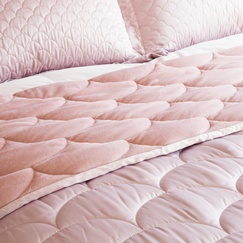 Rose Gold Full/Queen Reversible Velvet and Satin Blanket