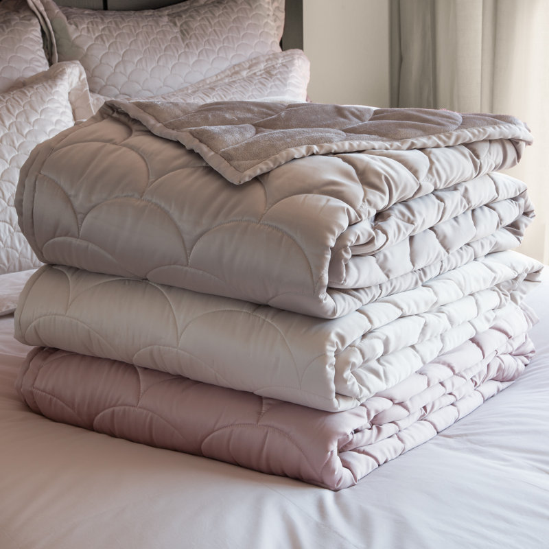 Rose Gold Full/Queen Reversible Velvet and Satin Blanket