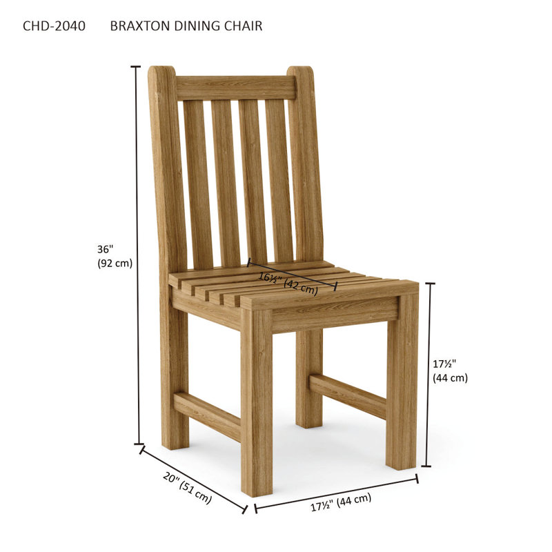Braxton Teak Brown Armless Dining Side Chair