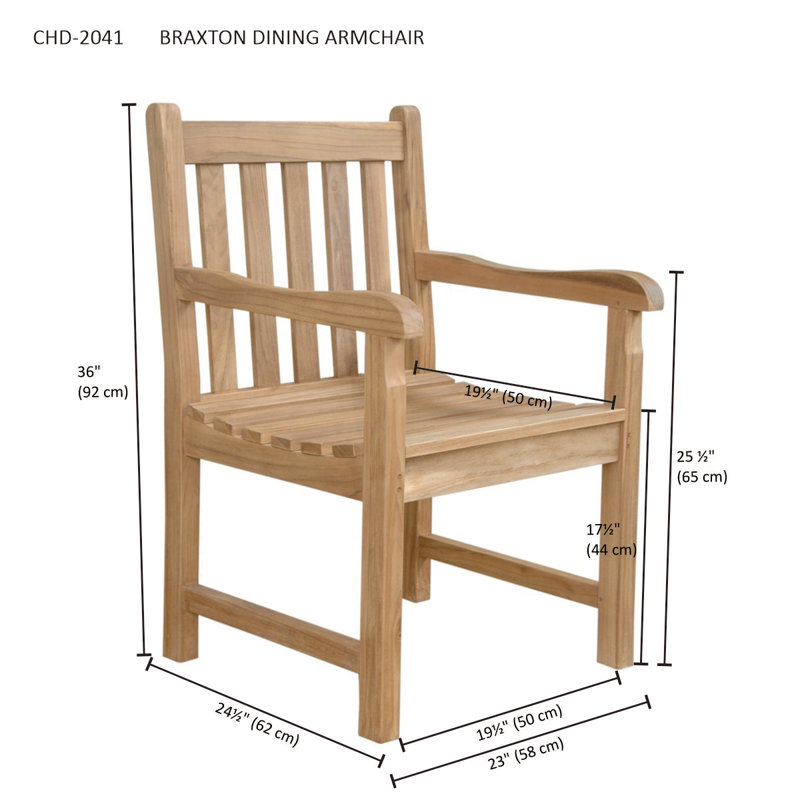 Braxton Teak Outdoor Dining Chair with Cushions