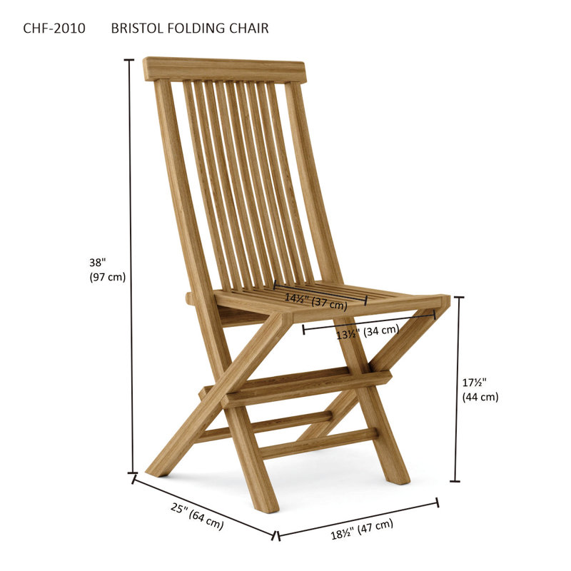 Bristol Natural Teak Armless Folding Outdoor Dining Chair