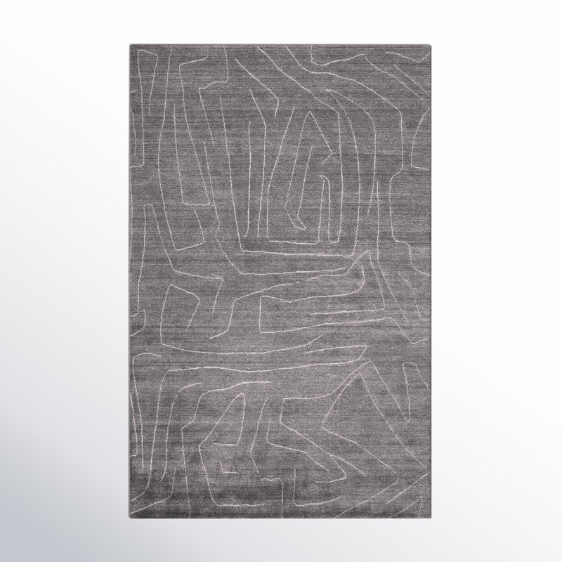 Lennox Abstract Gray Viscose 5' x 8' Hand-Loomed Area Rug