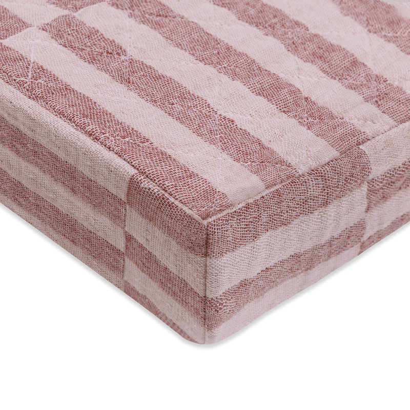 Maroon Stripe Quilted Muslin Cotton Changing Pad Cover