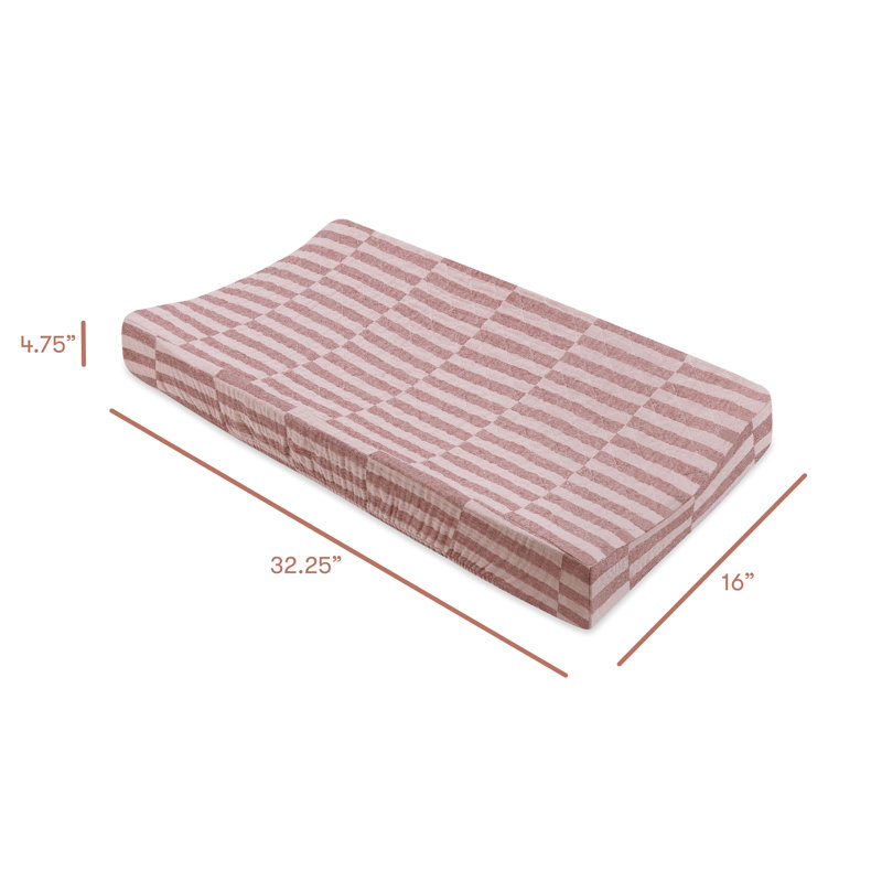 Maroon Stripe Quilted Muslin Cotton Changing Pad Cover
