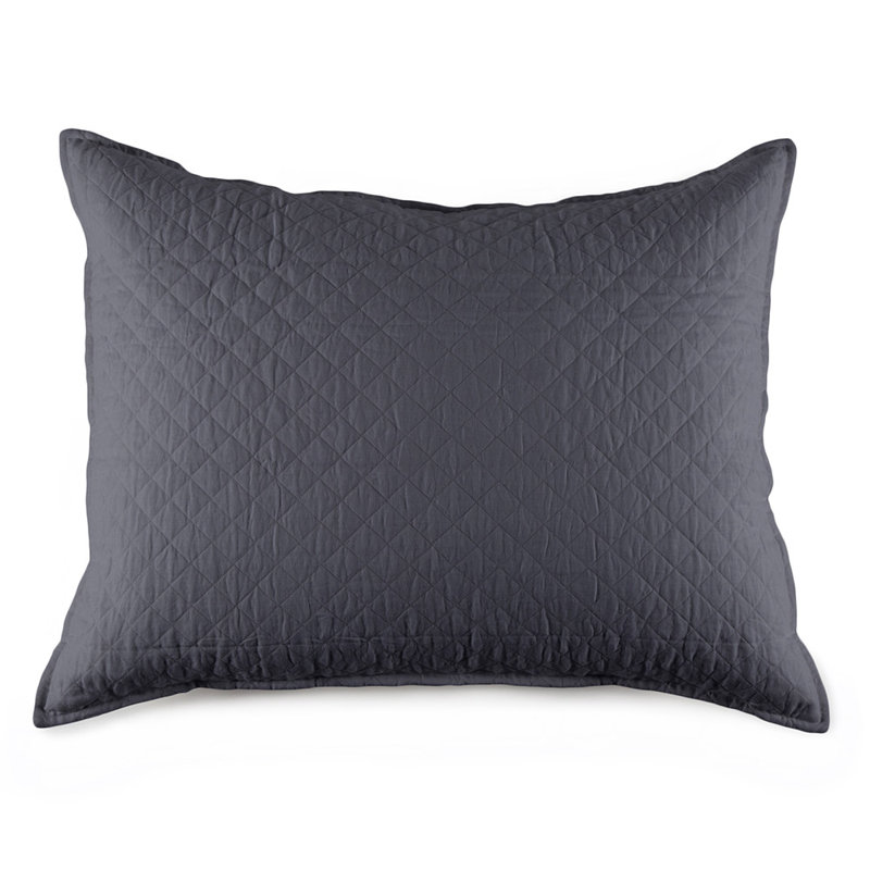 Hampton Quilted Standard Sham in Cream - Organic Linen