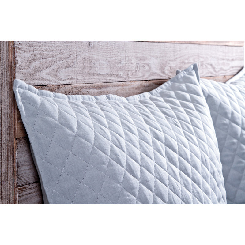 Hampton Quilted Standard Sham in Cream - Organic Linen