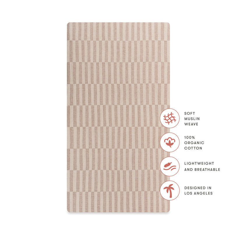 Organic Cotton Cocoa Stripe Muslin Crib Sheet