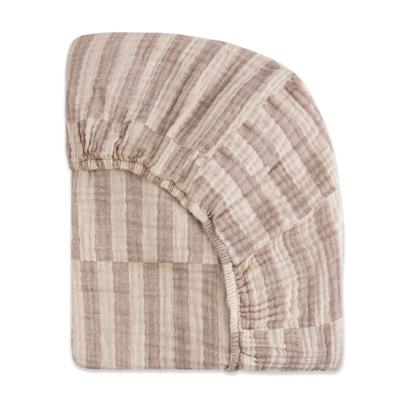 Organic Cotton Cocoa Stripe Muslin Crib Sheet