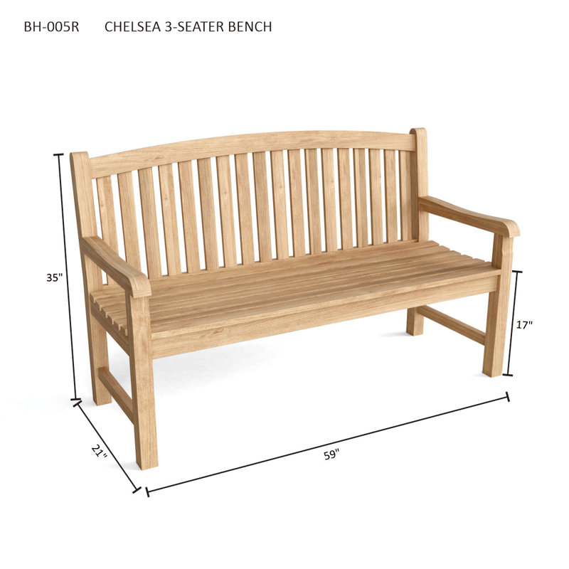 Chelsea Natural Teak 3-Seater Outdoor Bench