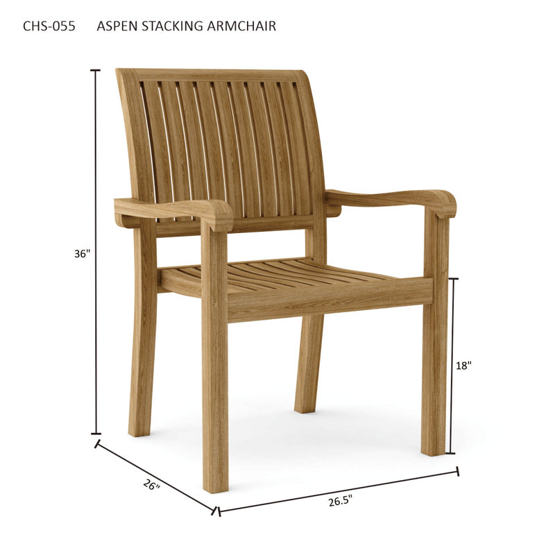 Aspen Teak Wood Stackable Outdoor Dining Armchair Set