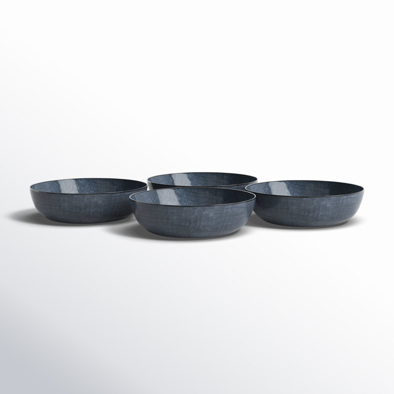 Esma Dark Blue Ceramic 32 Oz Large Pasta Bowl Set