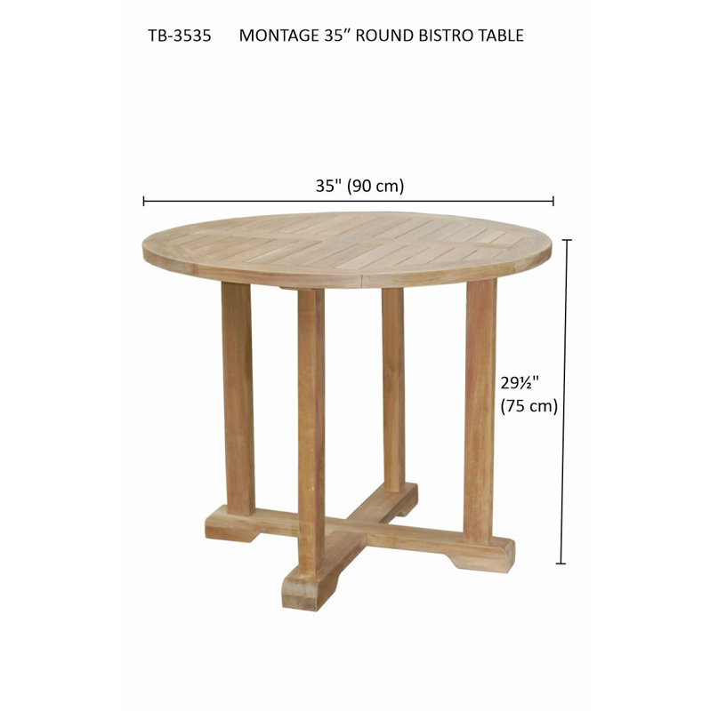 Montage Teak 3-Piece Outdoor Dining Set with Round Table